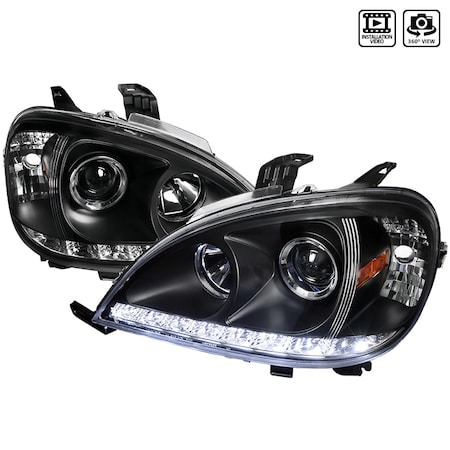 Spec-D Tuning 98-01 Mercedes W163 Ml Halo Projector Headlights Black 2LHP-BW16398JM-TM